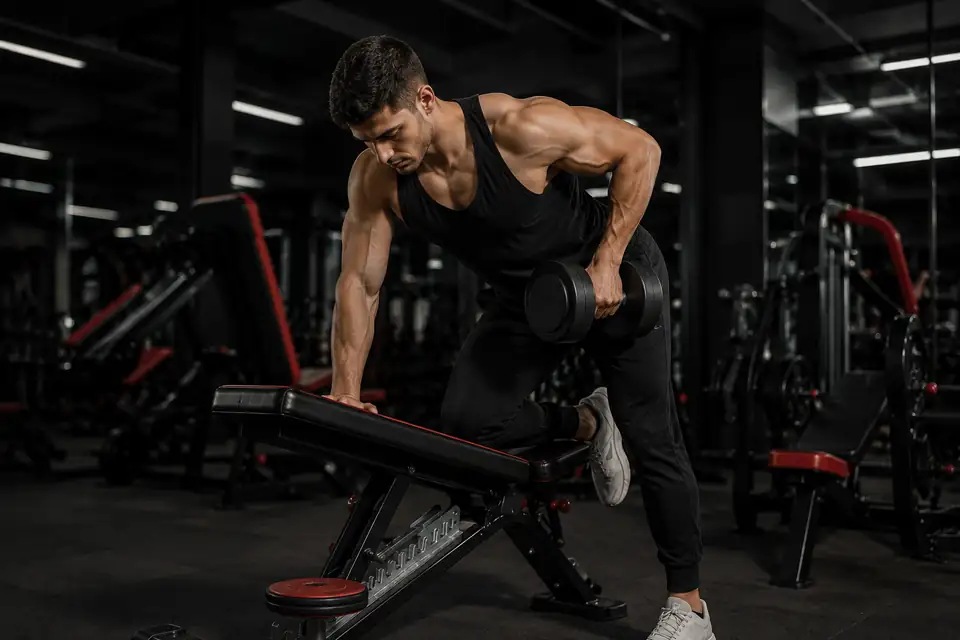 Athlete training an intermediate bodybuilding split in the gym