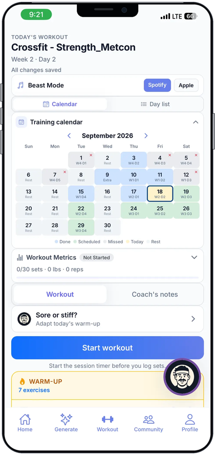 Hyprform workout session on a phone