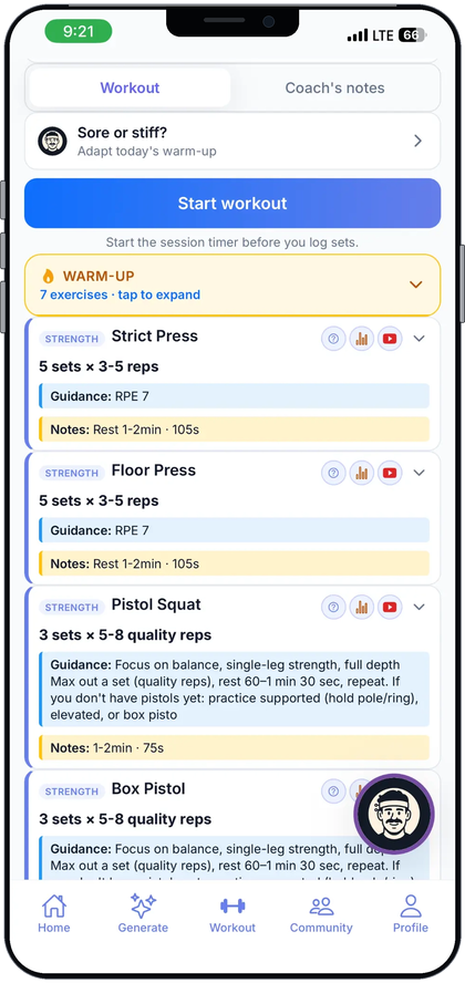 A Hyprform workout in progress on a phone