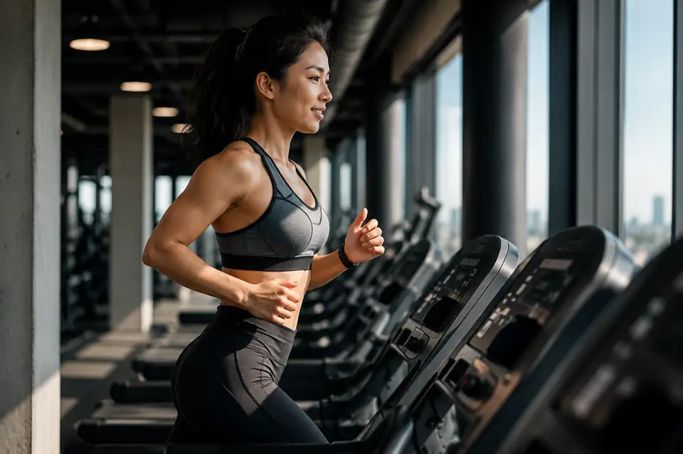 Female athlete in a home workout setting