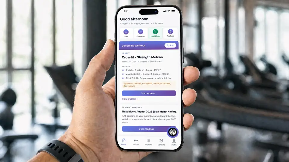Hyprform athlete dashboard shown on an iPhone in the gym